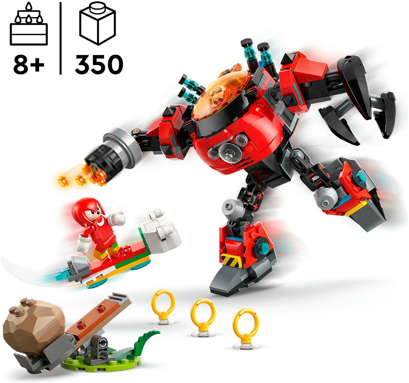 LEGO® Knuckles vs. Dr. Eggmans Egg Crusher Mech (77005), LEGO Sonic Konstruktionsspielsteine, (350 St), Made in Europe – Bild 3 von 5