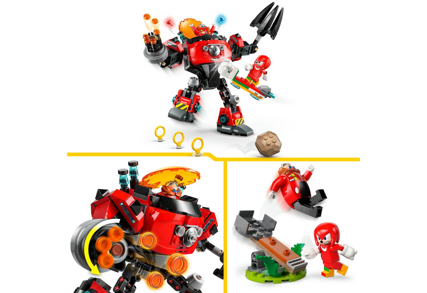 LEGO® Knuckles vs. Dr. Eggmans Egg Crusher Mech (77005), LEGO Sonic Konstruktionsspielsteine, (350 St), Made in Europe – Bild 4 von 5