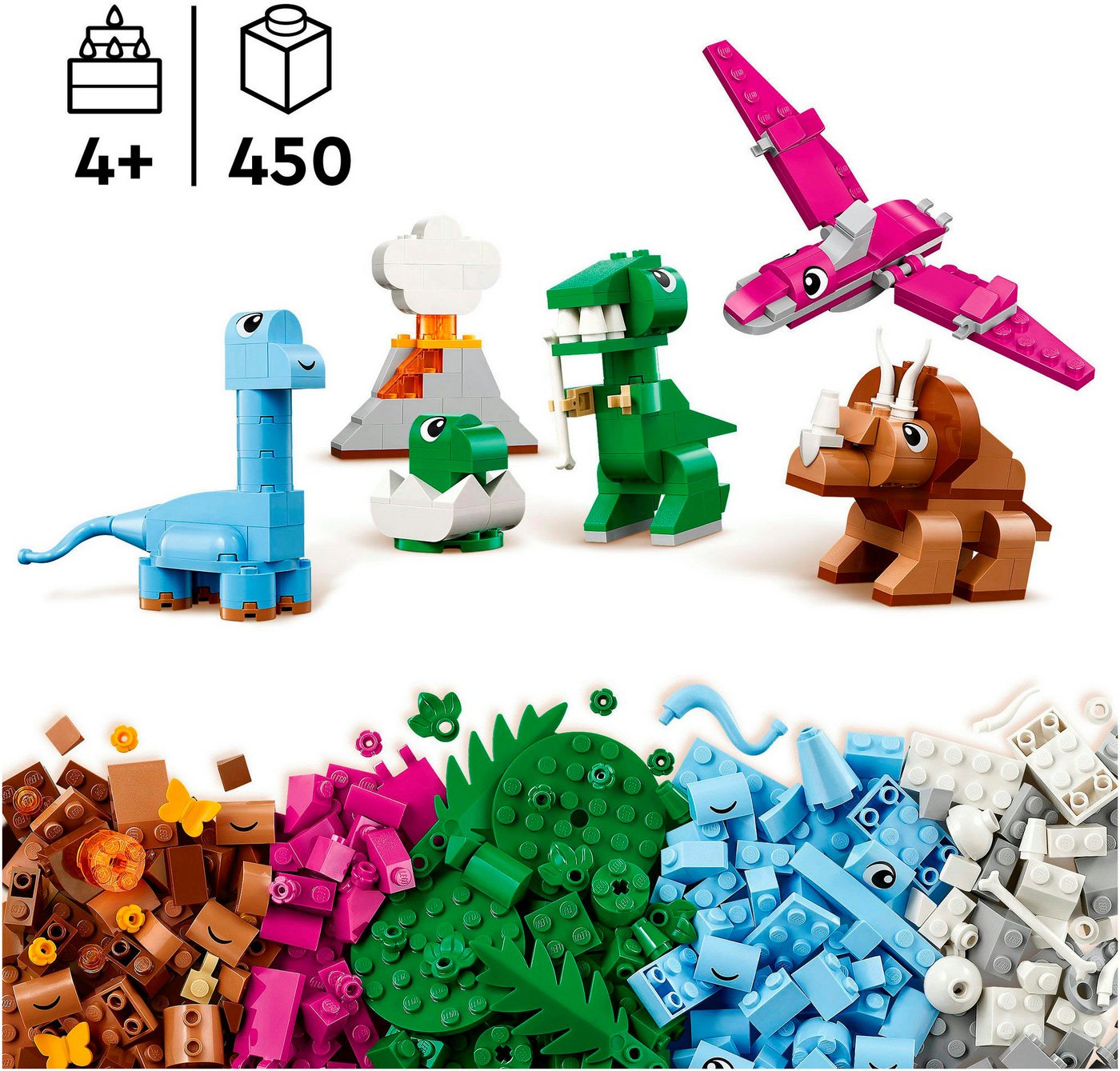 LEGO® Kreative Dinosaurier (11041), LEGO Classic Konstruktionsspielsteine, (450 St), Made in Europe – Bild 3 von 5