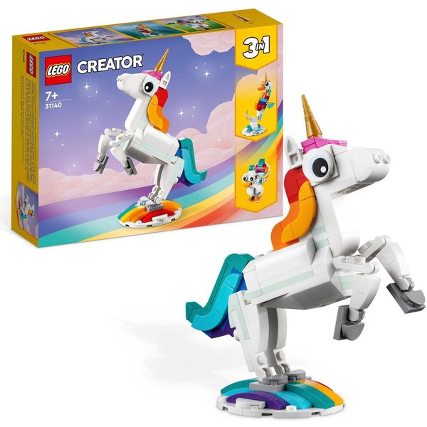 LEGO® Magisches Einhorn (31140), LEGO Creator 3in1 Konstruktionsspielsteine, (145 St)