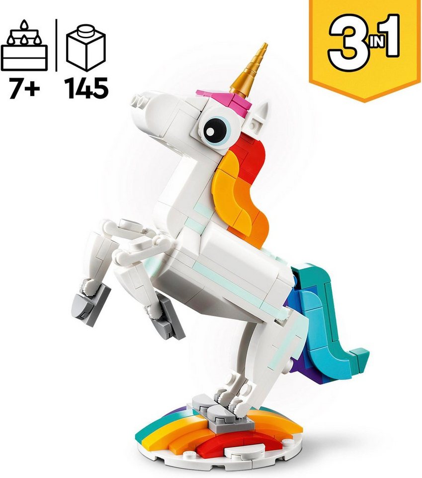 LEGO® Magisches Einhorn (31140), LEGO Creator 3in1 Konstruktionsspielsteine, (145 St) – Bild 3 von 5