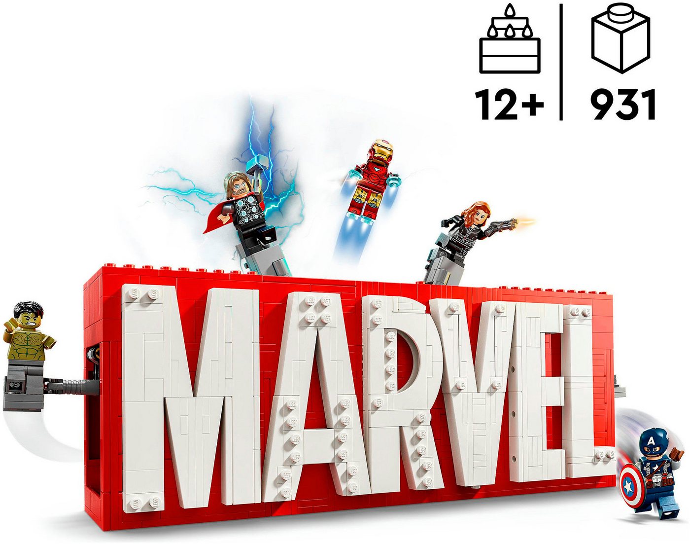 LEGO® MARVEL Logo & Minifiguren (76313), LEGO Super Heroes Konstruktionsspielsteine, (931 St), Made in Europe – Bild 3 von 5