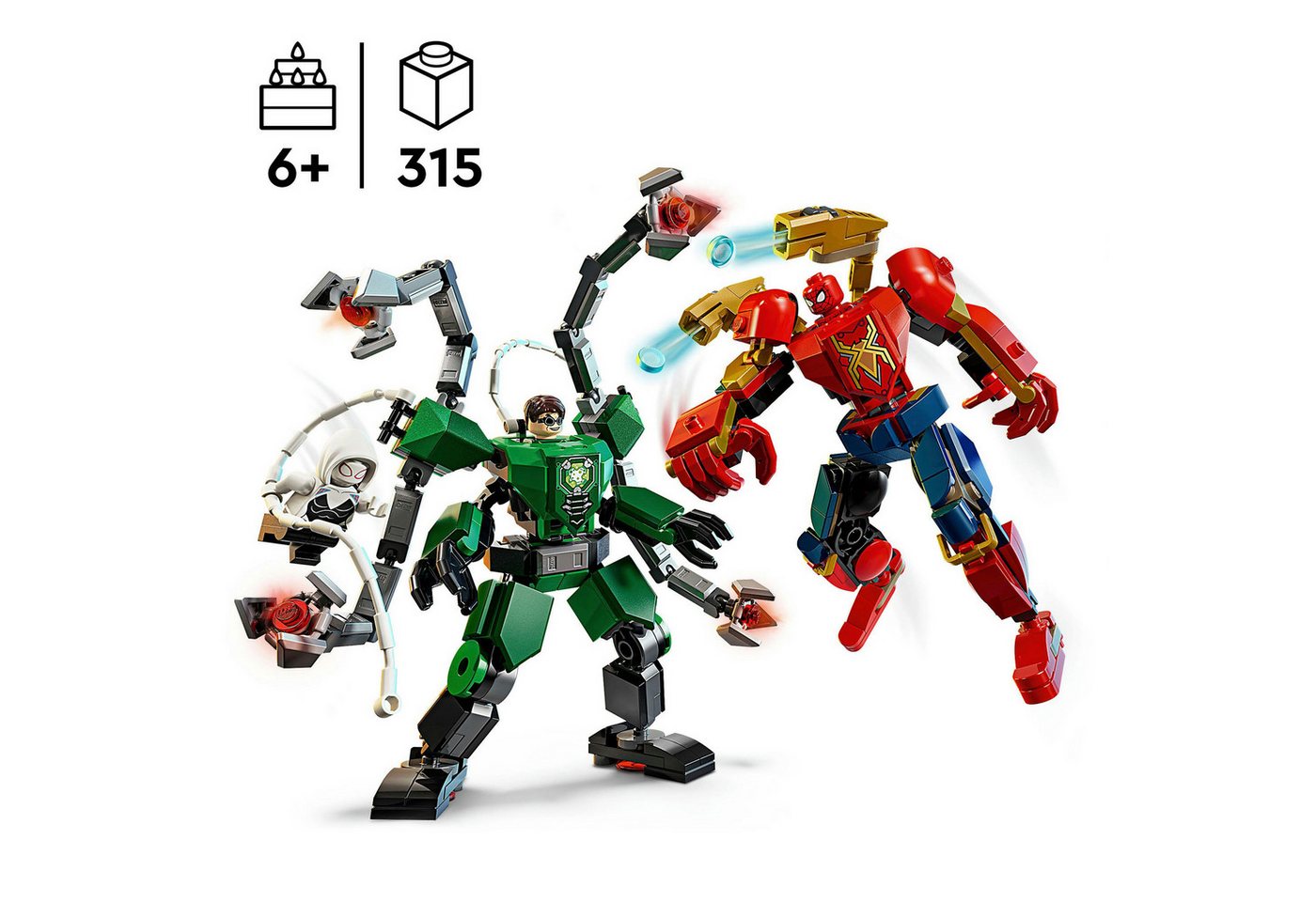 LEGO® Mech-Duell: Spider-Man vs. Doc Ock (76338), LEGO Super Heroes Konstruktionsspielsteine, (315 St), Made in Europe – Bild 3 von 5