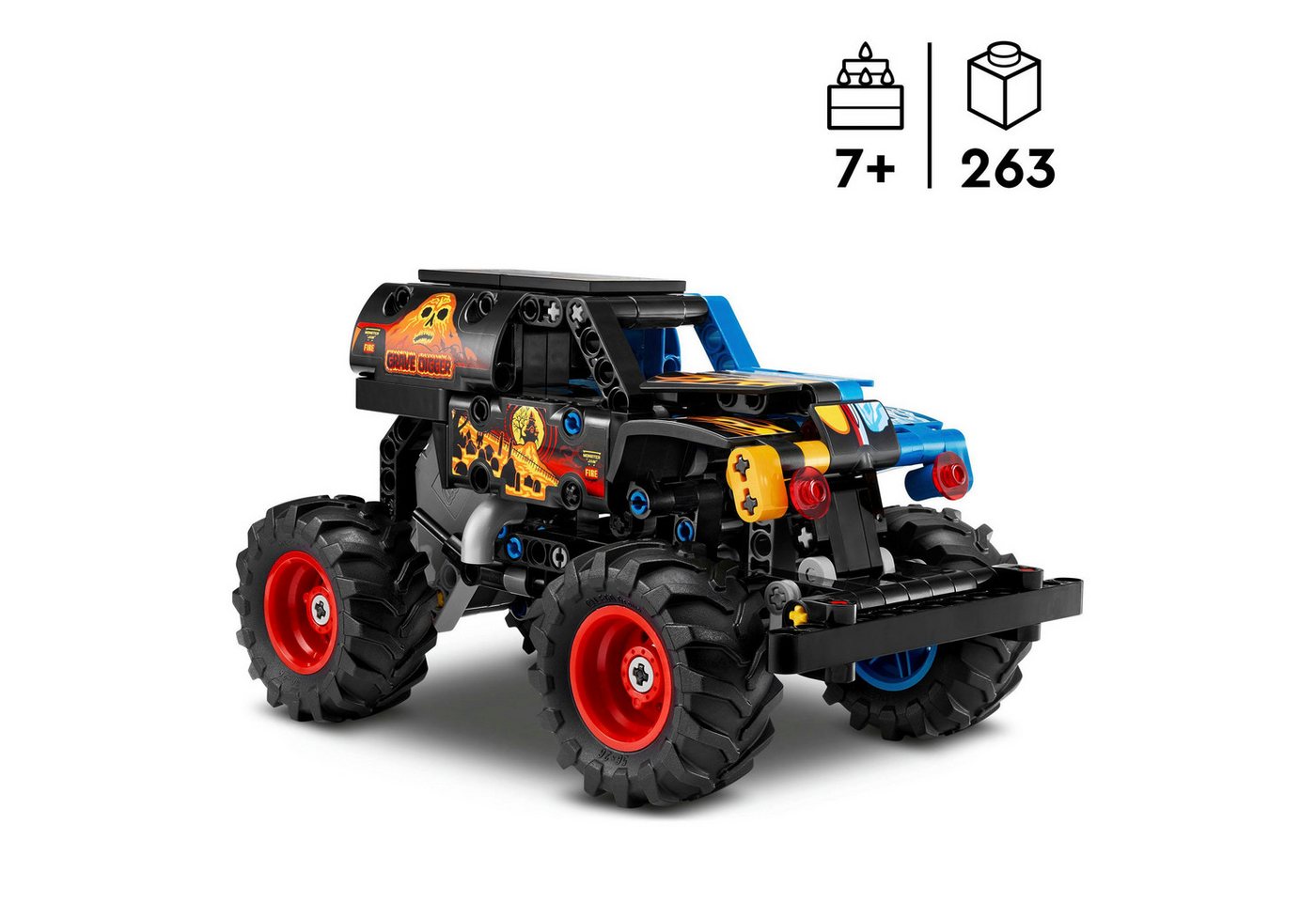 LEGO® Monster Jam Grave Digger Feuer und Eis (42219), LEGO Technic Konstruktionsspielsteine, (263 St) – Bild 3 von 5