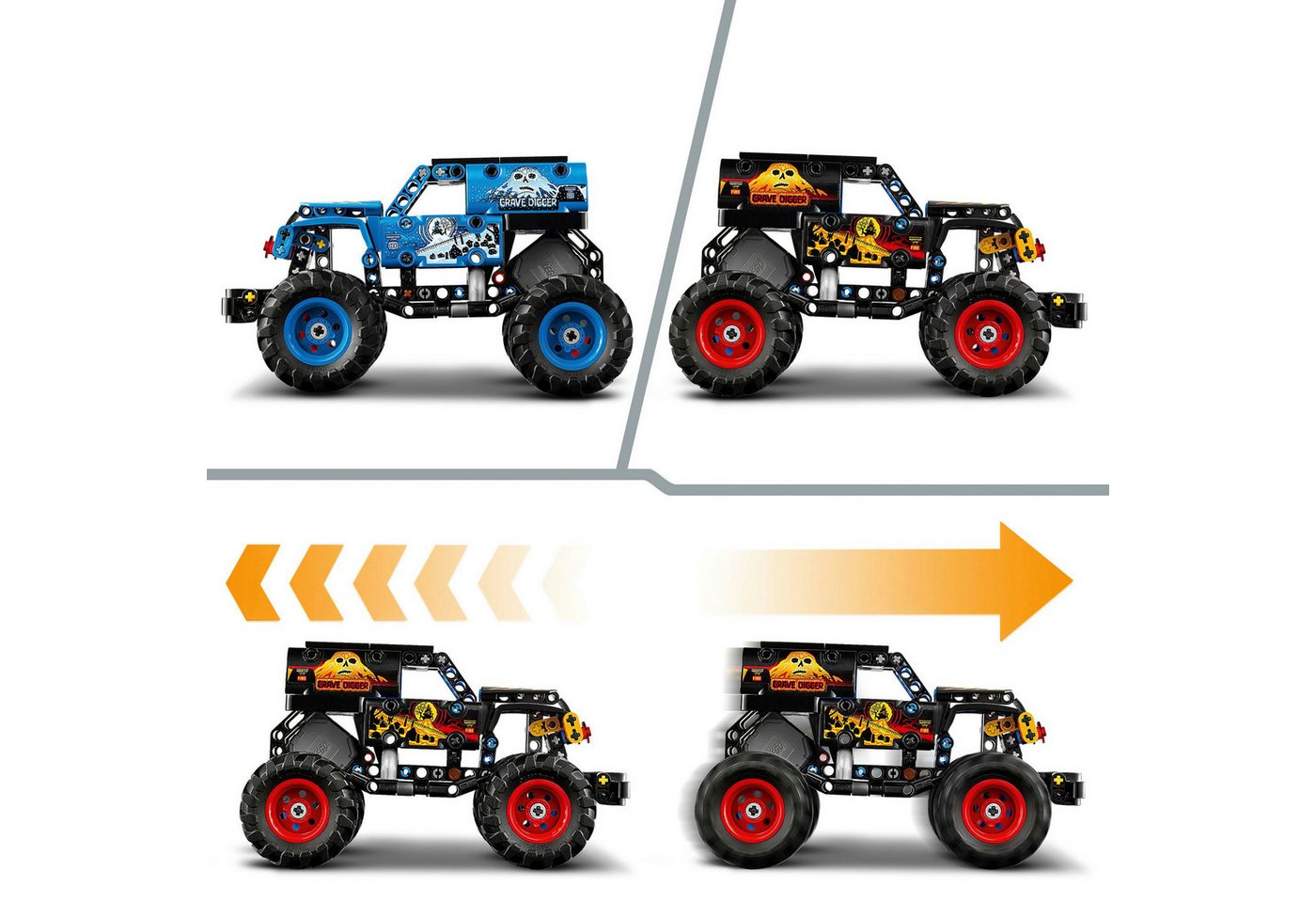 LEGO® Monster Jam Grave Digger Feuer und Eis (42219), LEGO Technic Konstruktionsspielsteine, (263 St) – Bild 5 von 5