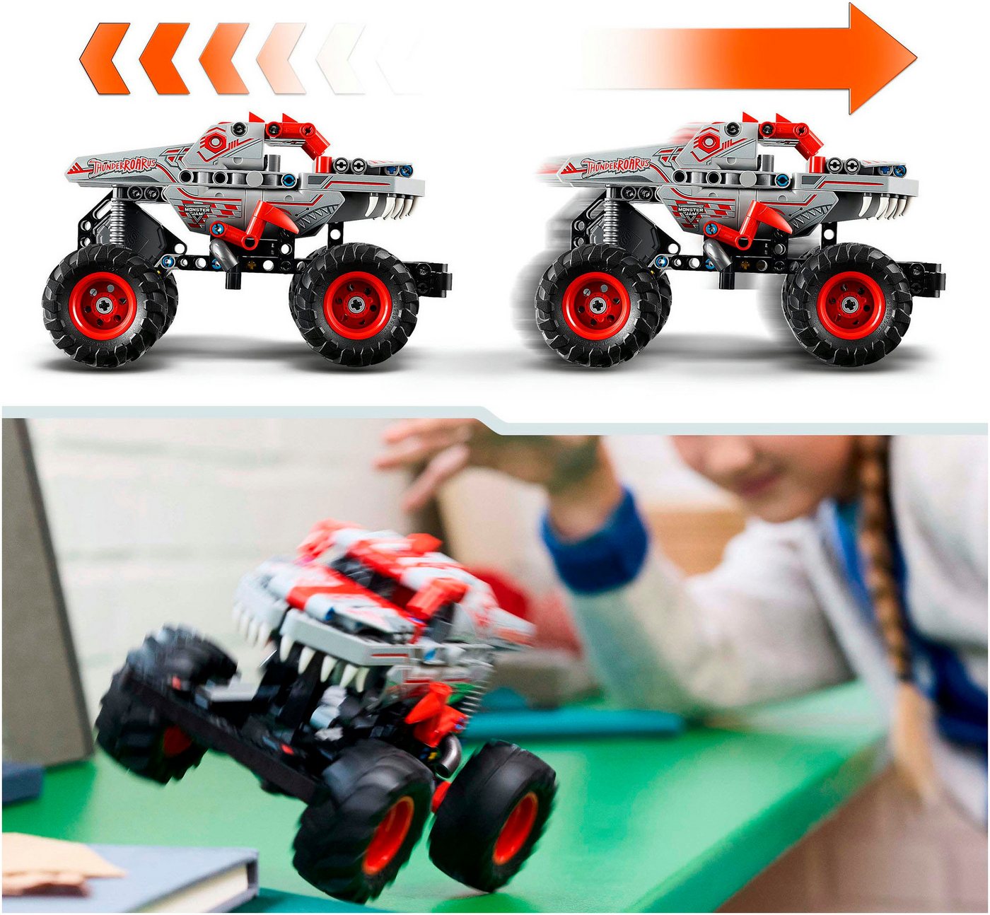 LEGO® Monster Jam™ ThunderROARus™ (42200), LEGO Technic Konstruktionsspielsteine, (232 St), Made in Europe – Bild 5 von 5