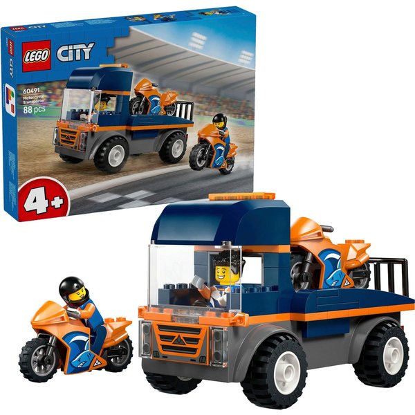 LEGO® Motorradtransporter (60491), LEGO City Konstruktionsspielsteine, (88 St), Made in Europe