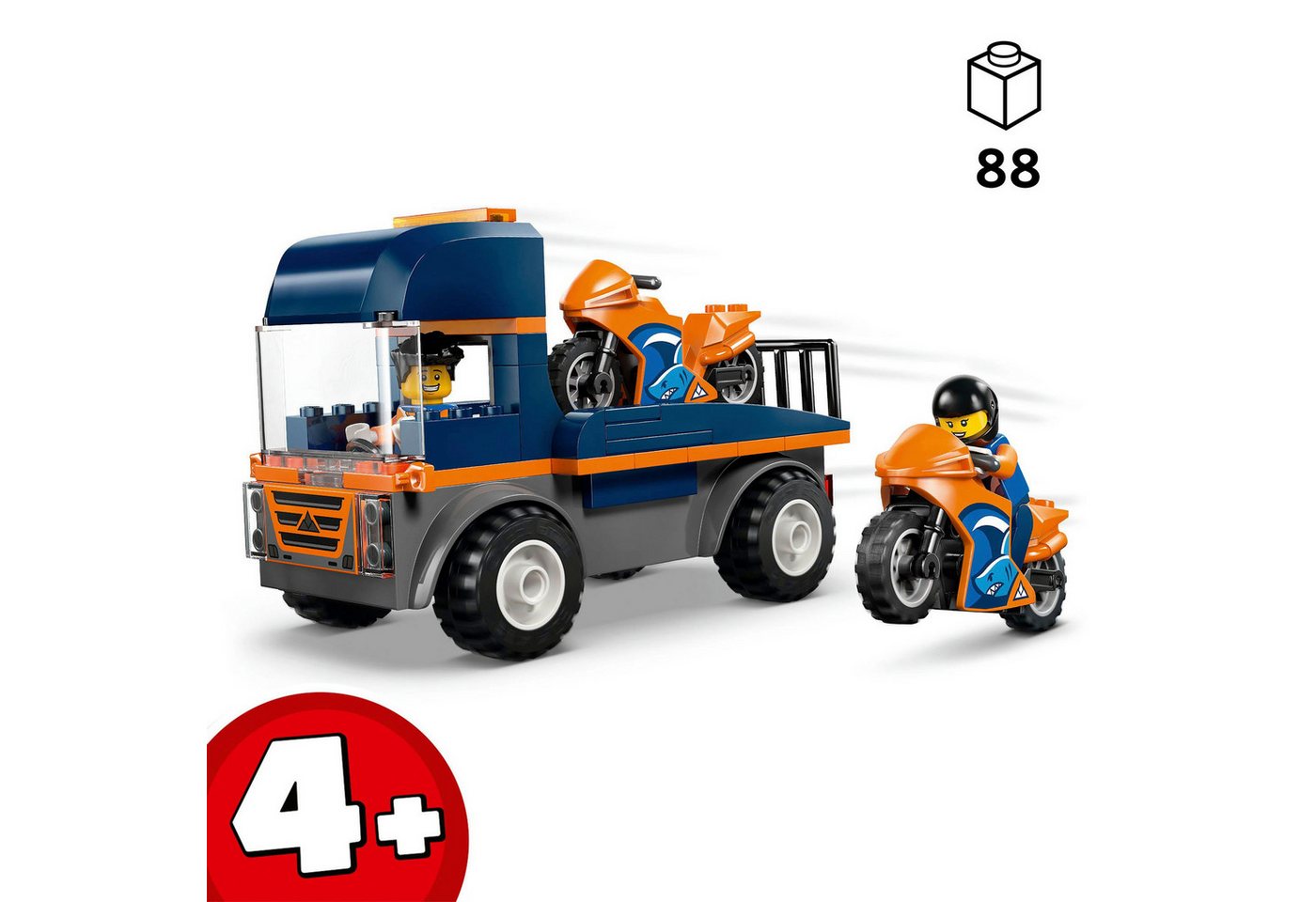 LEGO® Motorradtransporter (60491), LEGO City Konstruktionsspielsteine, (88 St), Made in Europe – Bild 3 von 5
