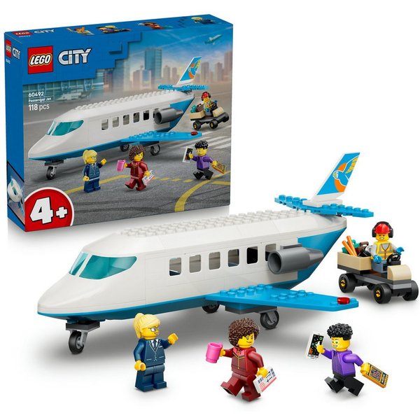 LEGO® Passagierjet (60492), LEGO City Konstruktionsspielsteine, (118 St), Made in Europe