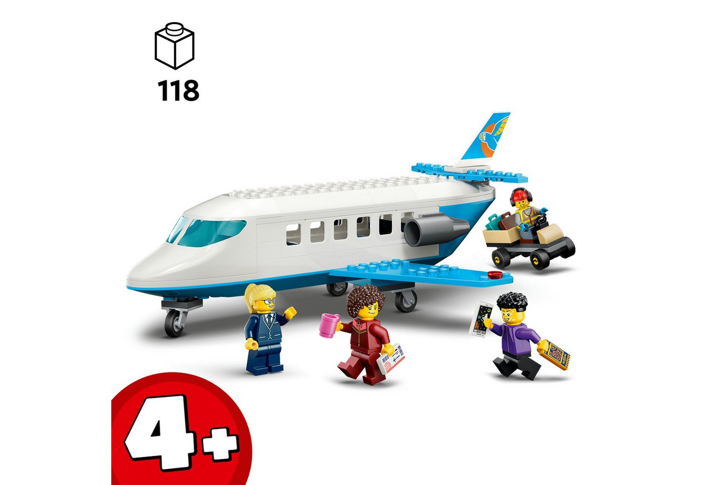 LEGO® Passagierjet (60492), LEGO City Konstruktionsspielsteine, (118 St), Made in Europe – Bild 3 von 5