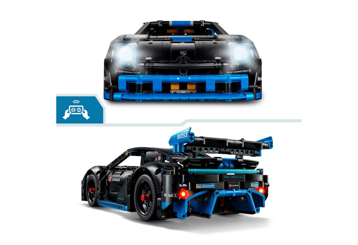 LEGO® Porsche GT4 e-Performance Rennwagen (42176), LEGO Technic Konstruktionsspielsteine, (834 St), Made in Europe – Bild 4 von 5