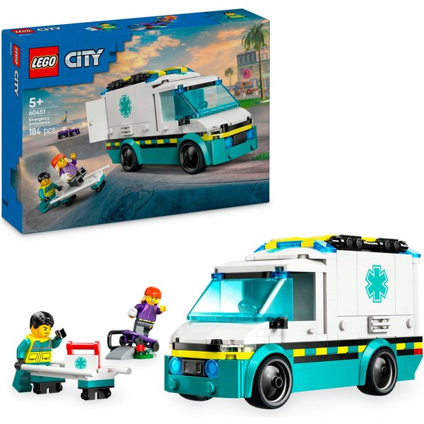 LEGO® Rettungswagen (60451), LEGO City Konstruktionsspielsteine, (184 St), Made in Europe