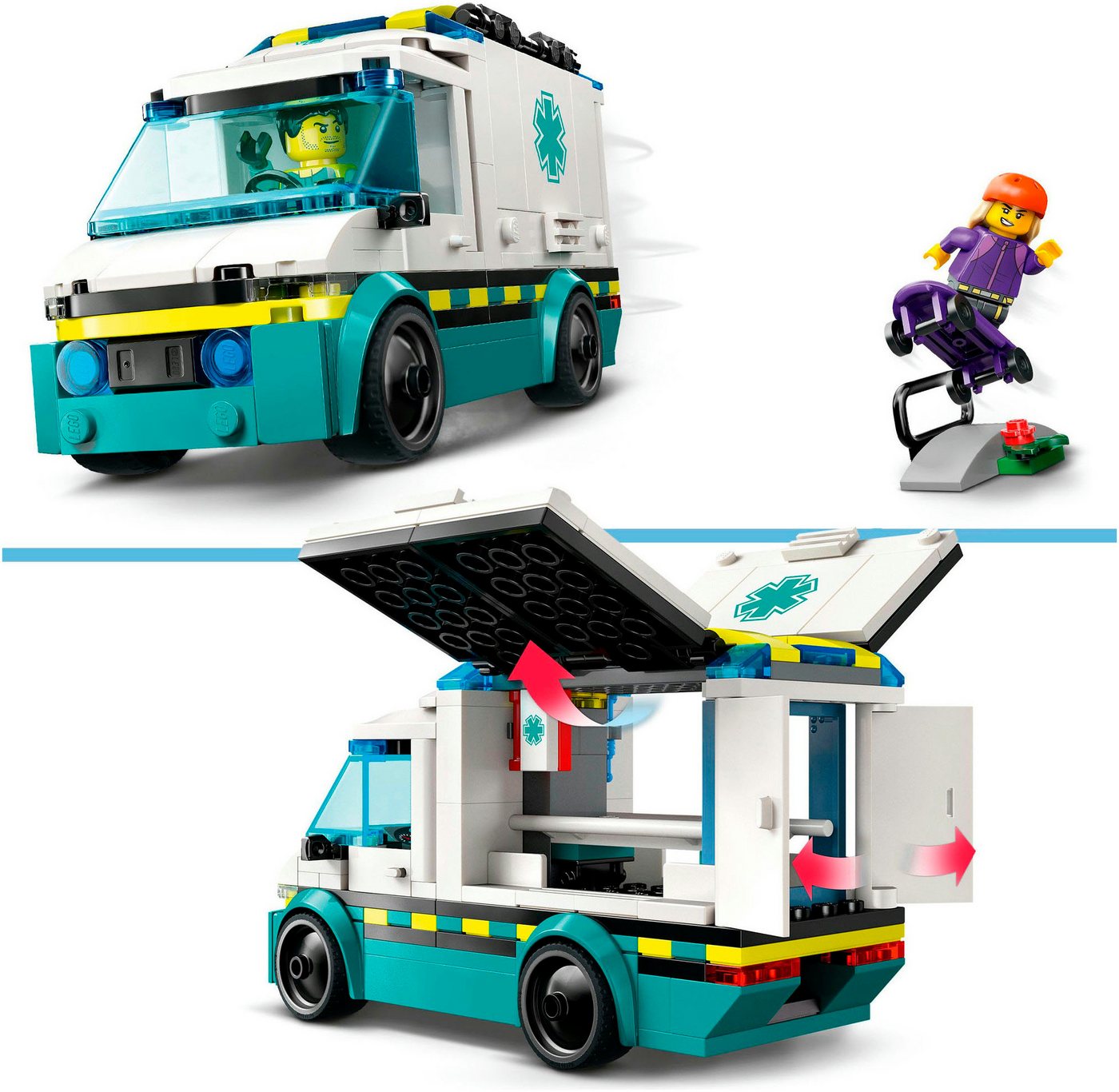 LEGO® Rettungswagen (60451), LEGO City Konstruktionsspielsteine, (184 St), Made in Europe – Bild 4 von 5