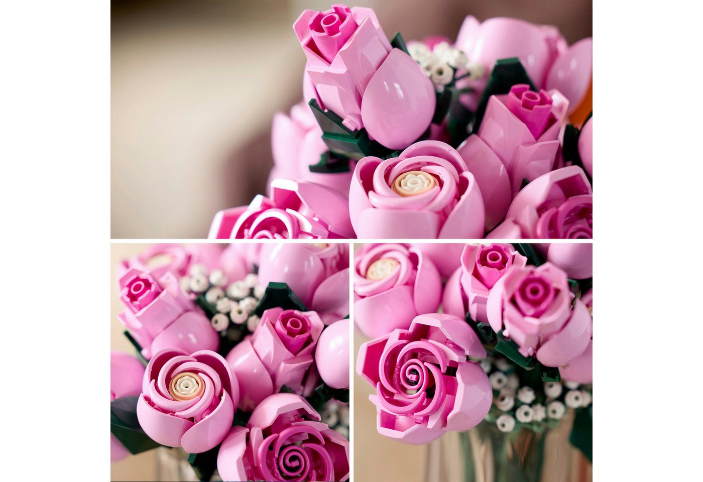 LEGO® Rosa Rosenstrauß (10374), LEGO Botanicals Konstruktionsspielsteine, (789 St), Blumen, Made in Europe – Bild 5 von 5