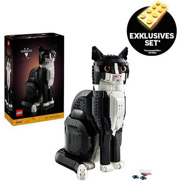 LEGO® Schwarz-weiße Katze (21349), LEGO Ideas Konstruktionsspielsteine, (1710 St), Exklusives Set, Made in Europe
