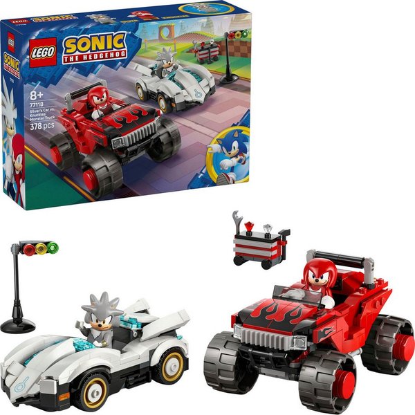 LEGO® Silvers Auto vs. Knuckles' Monstertruck (77118), LEGO Sonic Konstruktionsspielsteine, (378 St)