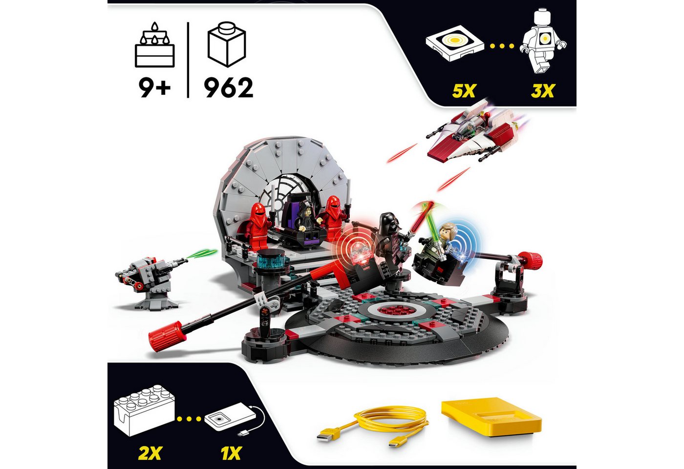 LEGO® SMART Play™ A-Wing und das Duell im Thronsaal (75427) Konstruktionsspielsteine, (962 St), LEGO Star Wars™, inklusive SMART Brick, mit Licht- und Soundeffe – Bild 3 von 5