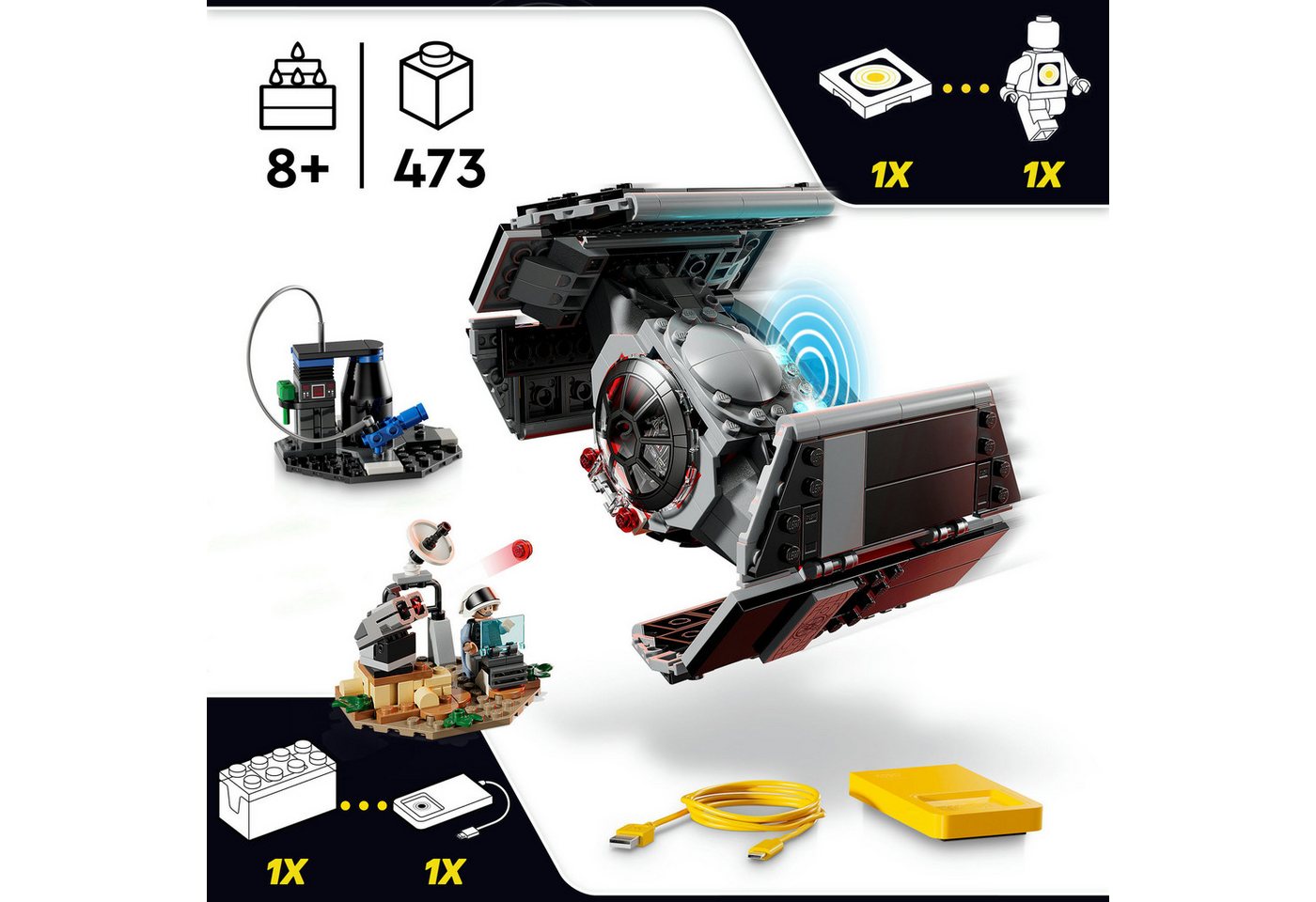 LEGO® SMART Play™ Darth Vaders TIE Fighter (75421), LEGO Star Wars™ Konstruktionsspielsteine, (473 St), inklusive SMART Brick, mit Licht- und Soundeffekten – Bild 3 von 5