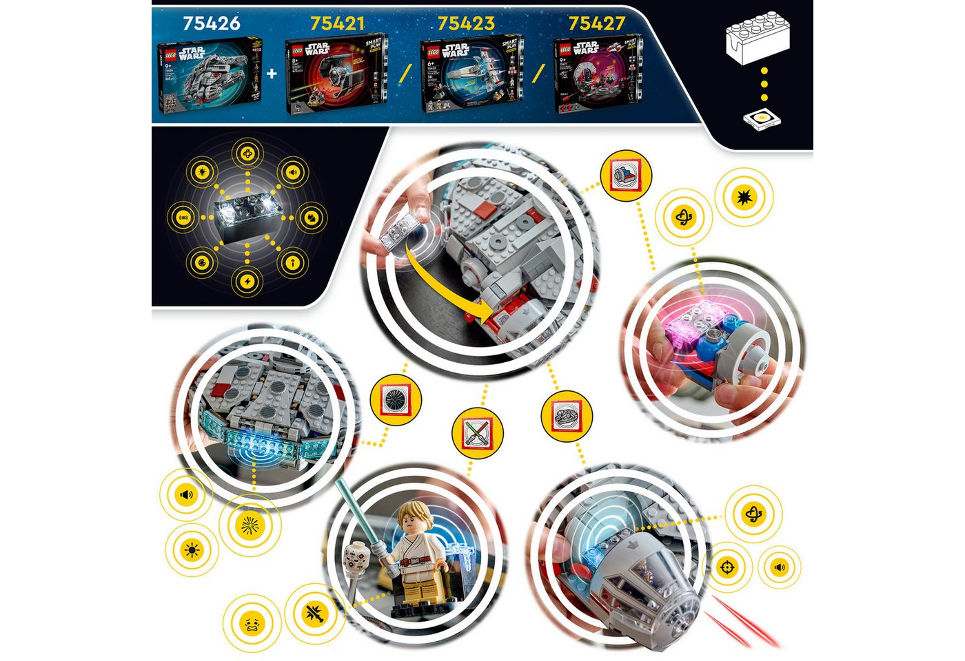 LEGO® SMART Play™ Millennium Falke (75426), LEGO Star Wars ™ Konstruktionsspielsteine, (885 St), Mit SMART Brick kompatibel (nicht im Lieferumfang enthalten) – Bild 5 von 5