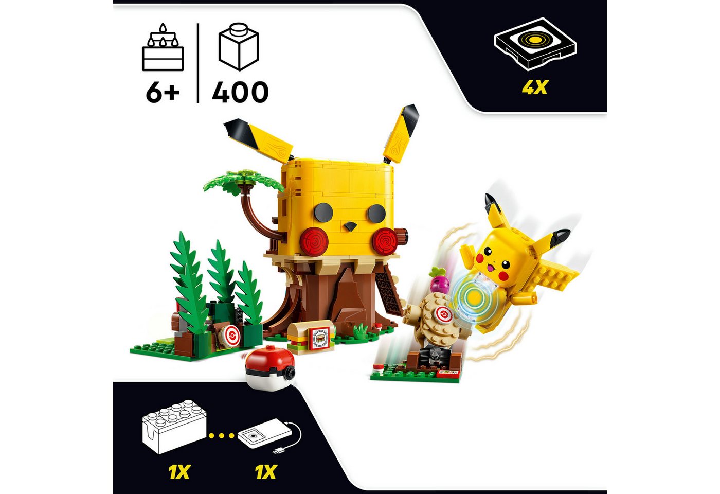 LEGO® SMART Play™ Trainingshaus mit Pikachu (72164), LEGO Pokémon Konstruktionsspielsteine, (400 St), inklusive SMART Brick, mit Licht- und Soundeffekten – Bild 3 von 5