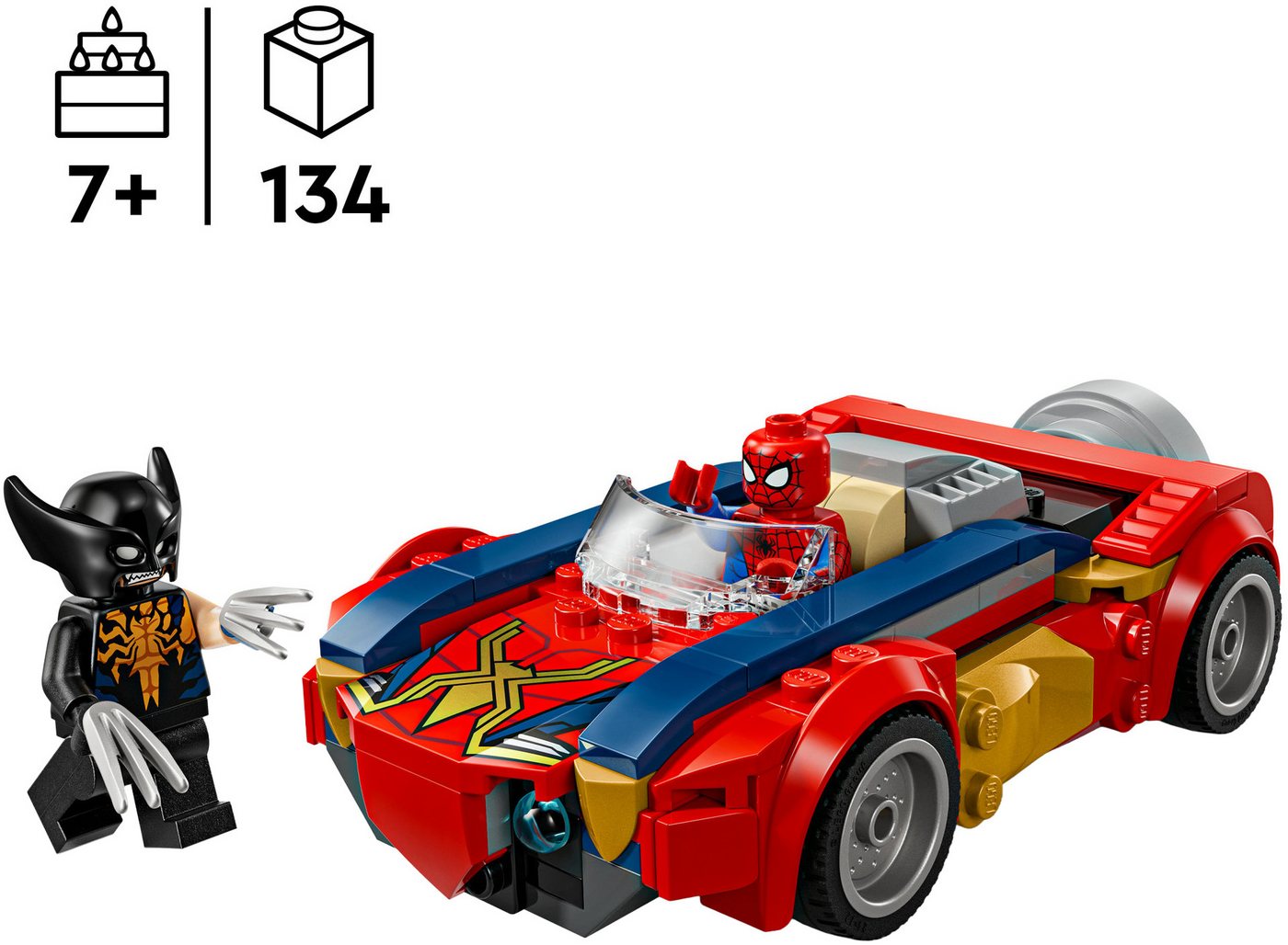 LEGO® Spider-Man Auto vs. Venomized Wolverine (76336), LEGO Super Heroes Konstruktionsspielsteine, (134 St), Made in Europe – Bild 3 von 5