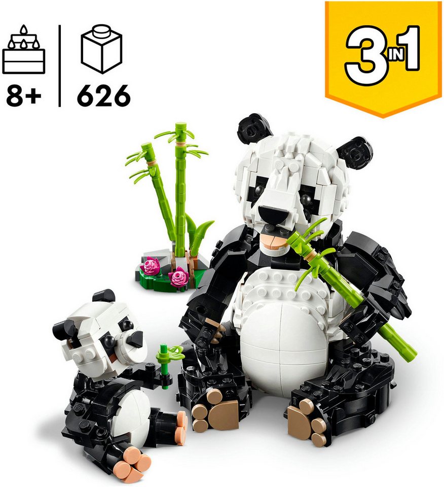 LEGO® Wilde Tiere: Pandafamilie (31165), LEGO Creator Konstruktionsspielsteine, (626 St), Made in Europe – Bild 3 von 5