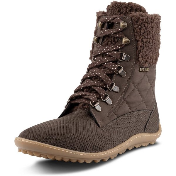Leguano NICEBARE Barfußschuh, Schnürschuh, Winterboots mit Fellimitat am Schaftrand