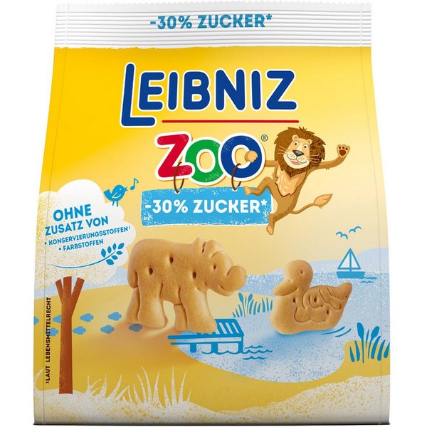 LEIBNIZ Kekse, Leibniz Zoo knusprige Kekse mit 30 Prozent weniger Zucker 125g