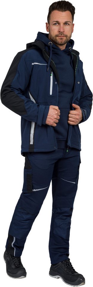 Leibwächter Softshelljacke Flex-Line Herren Übergangsjacke mit Kapuze (atmungsaktive Regenjacke, wasserdichte Softshell Arbeitsjacke) robustes 3-Lagenlaminat-So – Bild 3 von 5