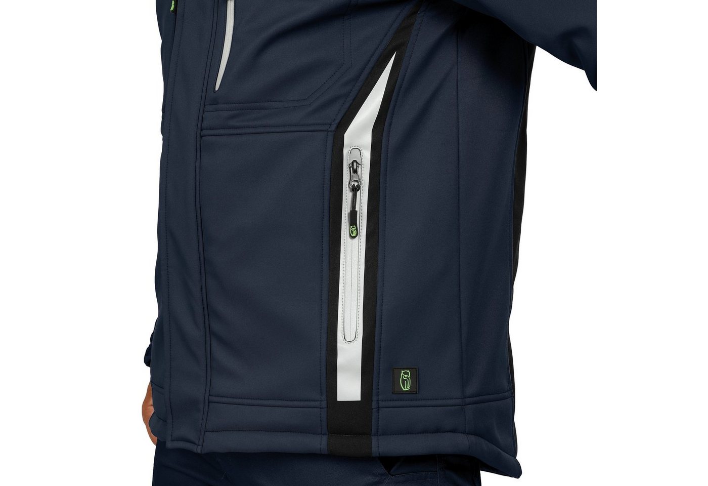 Leibwächter Winterjacke Flex-Line Herren Winter Softshelljacke mit Rückenisolierung (Winterjacke mit Reflektoren, Softshelljacke mit abnehmbarer Kapuze) atmungs – Bild 4 von 5