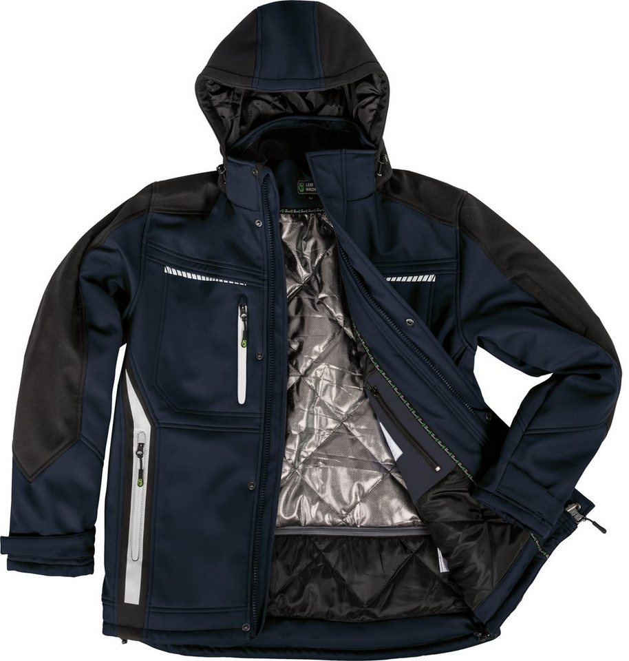 Leibwächter Winterjacke Flex-Line Herren Winter Softshelljacke mit Rückenisolierung (Winterjacke mit Reflektoren, Softshelljacke mit abnehmbarer Kapuze) atmungs – Bild 5 von 5