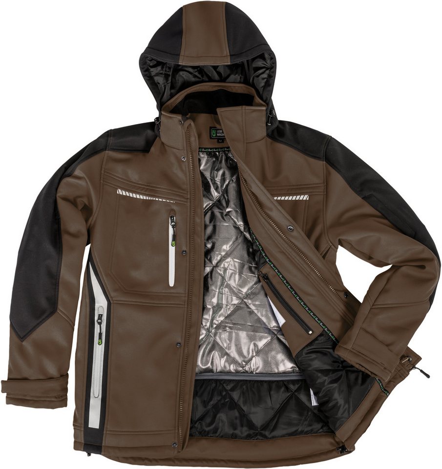 Leibwächter Winterjacke Flex-Line Herren Winter Softshelljacke mit Rückenisolierung (Winterjacke mit Reflektoren, Softshelljacke mit abnehmbarer Kapuze) atmungs – Bild 5 von 5