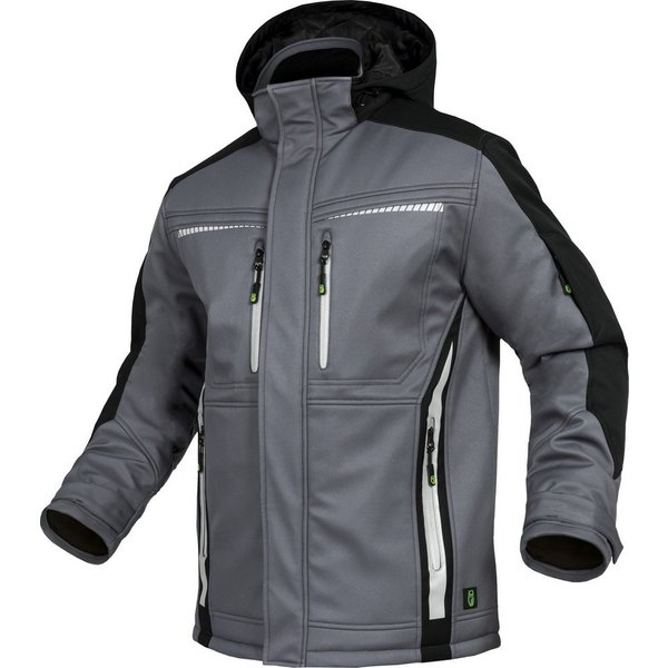Leibwächter Winterjacke Flex-Line Herren Winter Softshelljacke mit Rückenisolierung (Winterjacke mit Reflektoren, Softshelljacke mit abnehmbarer Kapuze) atmungs