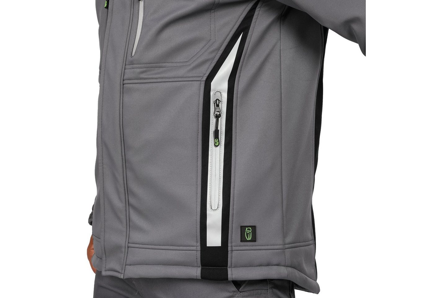 Leibwächter Winterjacke Flex-Line Herren Winter Softshelljacke mit Rückenisolierung (Winterjacke mit Reflektoren, Softshelljacke mit abnehmbarer Kapuze) atmungs – Bild 4 von 5