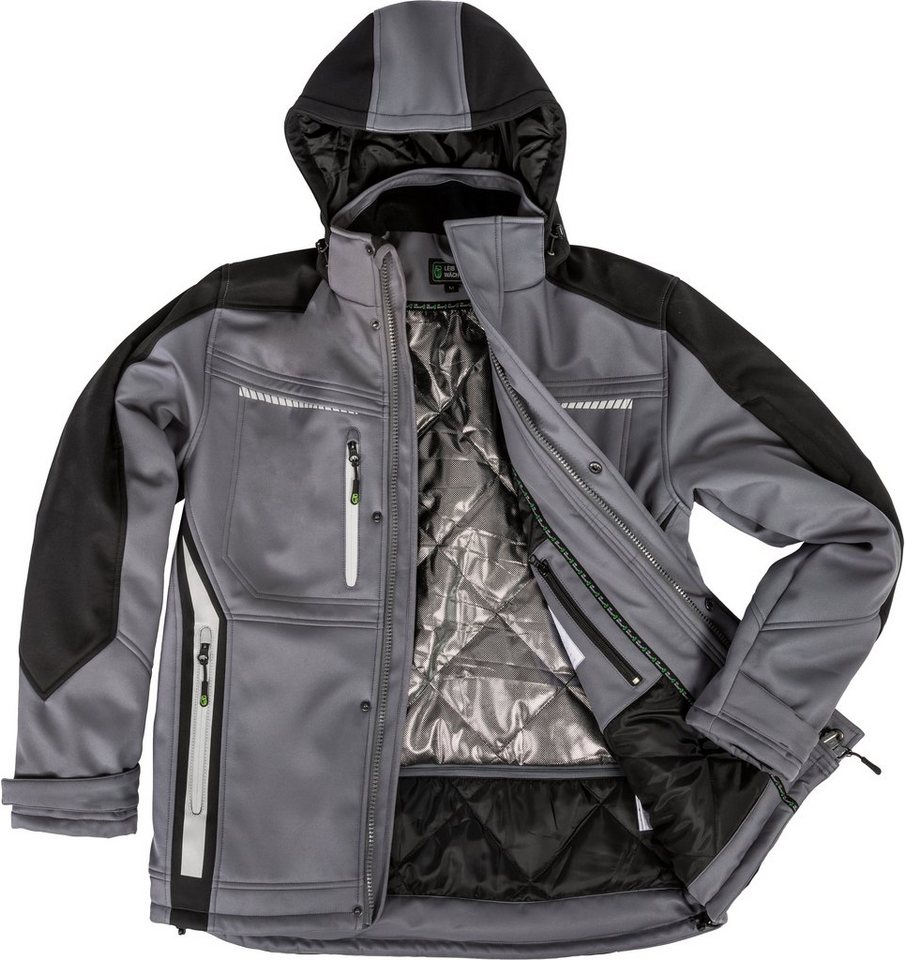 Leibwächter Winterjacke Flex-Line Herren Winter Softshelljacke mit Rückenisolierung (Winterjacke mit Reflektoren, Softshelljacke mit abnehmbarer Kapuze) atmungs – Bild 5 von 5