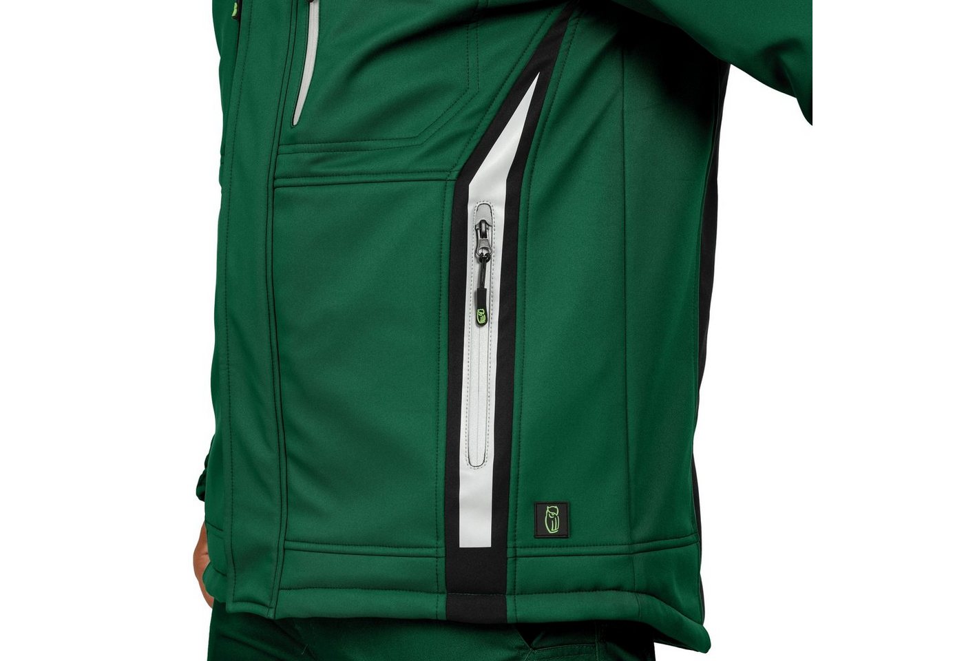 Leibwächter Winterjacke Flex-Line Herren Winter Softshelljacke mit Rückenisolierung (Winterjacke mit Reflektoren, Softshelljacke mit abnehmbarer Kapuze) atmungs – Bild 4 von 5