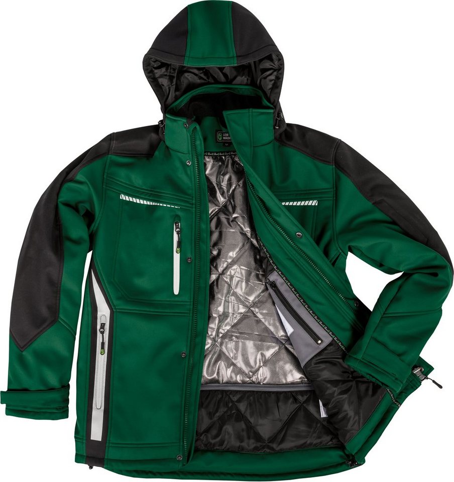 Leibwächter Winterjacke Flex-Line Herren Winter Softshelljacke mit Rückenisolierung (Winterjacke mit Reflektoren, Softshelljacke mit abnehmbarer Kapuze) atmungs – Bild 5 von 5