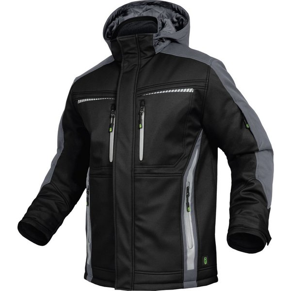 Leibwächter Winterjacke Flex-Line Herren Winter Softshelljacke mit Rückenisolierung (Winterjacke mit Reflektoren, Softshelljacke mit abnehmbarer Kapuze) atmungs