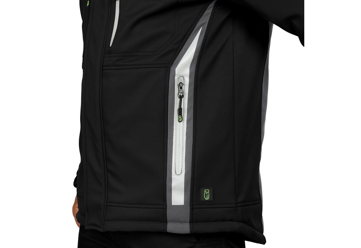 Leibwächter Winterjacke Flex-Line Herren Winter Softshelljacke mit Rückenisolierung (Winterjacke mit Reflektoren, Softshelljacke mit abnehmbarer Kapuze) atmungs – Bild 4 von 5