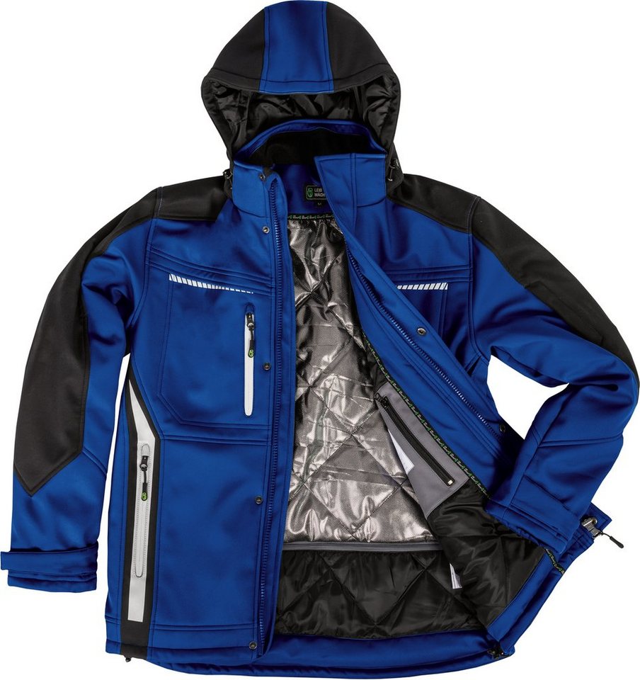 Leibwächter Winterjacke Flex-Line Herren Winter Softshelljacke mit Rückenisolierung (Winterjacke mit Reflektoren, Softshelljacke mit abnehmbarer Kapuze) atmungs – Bild 5 von 5