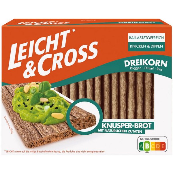 Leicht & Cross Brot, Leicht und Cross Knusper Brot Dreikorn luftig und knusprig 125g