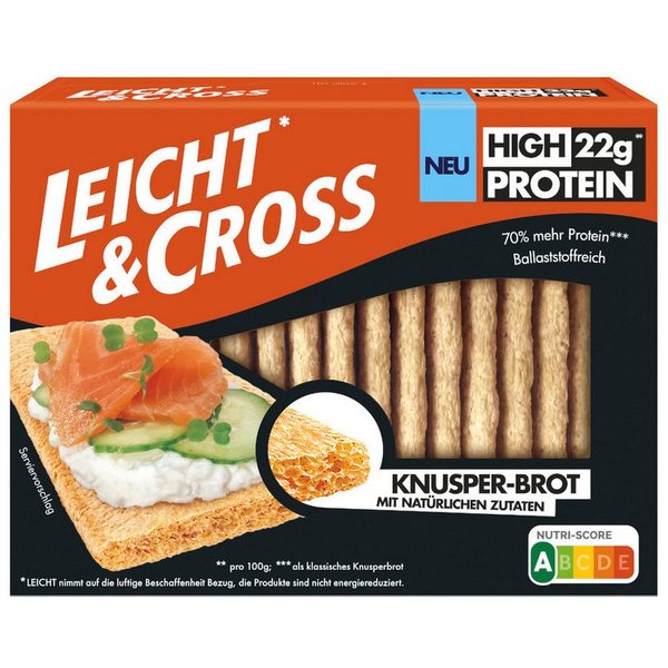 Leicht & Cross Kekse, Leicht und Cross Knusper Brot High Protein luftig und knusprig 115g