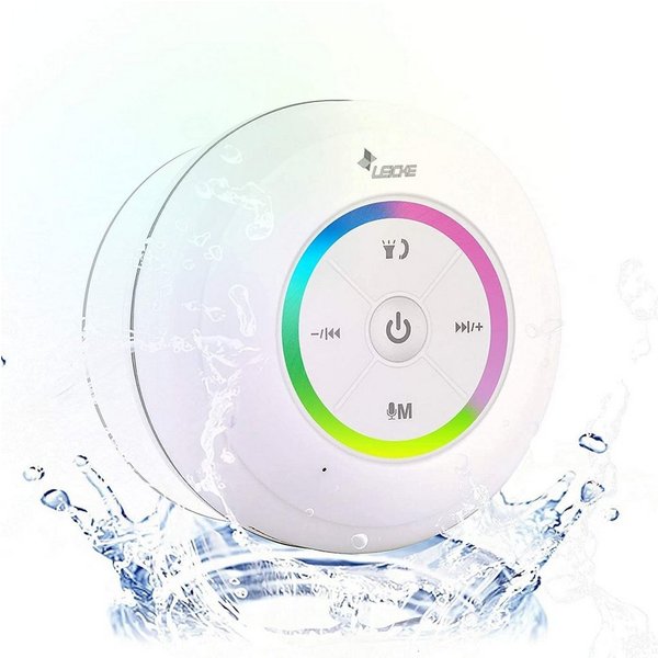 Leicke Bluetooth Duschlautsprecher,Bluetooth Lautsprecher Shower mit Saugnapf Bluetooth-Lautsprecher (Bluetooth, 5 W, Kleiner tragbarer Wireless Speaker für Bad