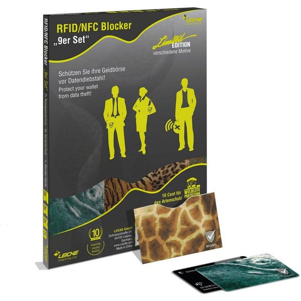 Leicke Kartenetui TÜV geprüfte RFID Blocking NFC Schutzhüllen (9 Stück)für Kreditkarten, EC-Karten Bankkarten Reisepass Ausweise, Kartenhüllen NFC-Blocker