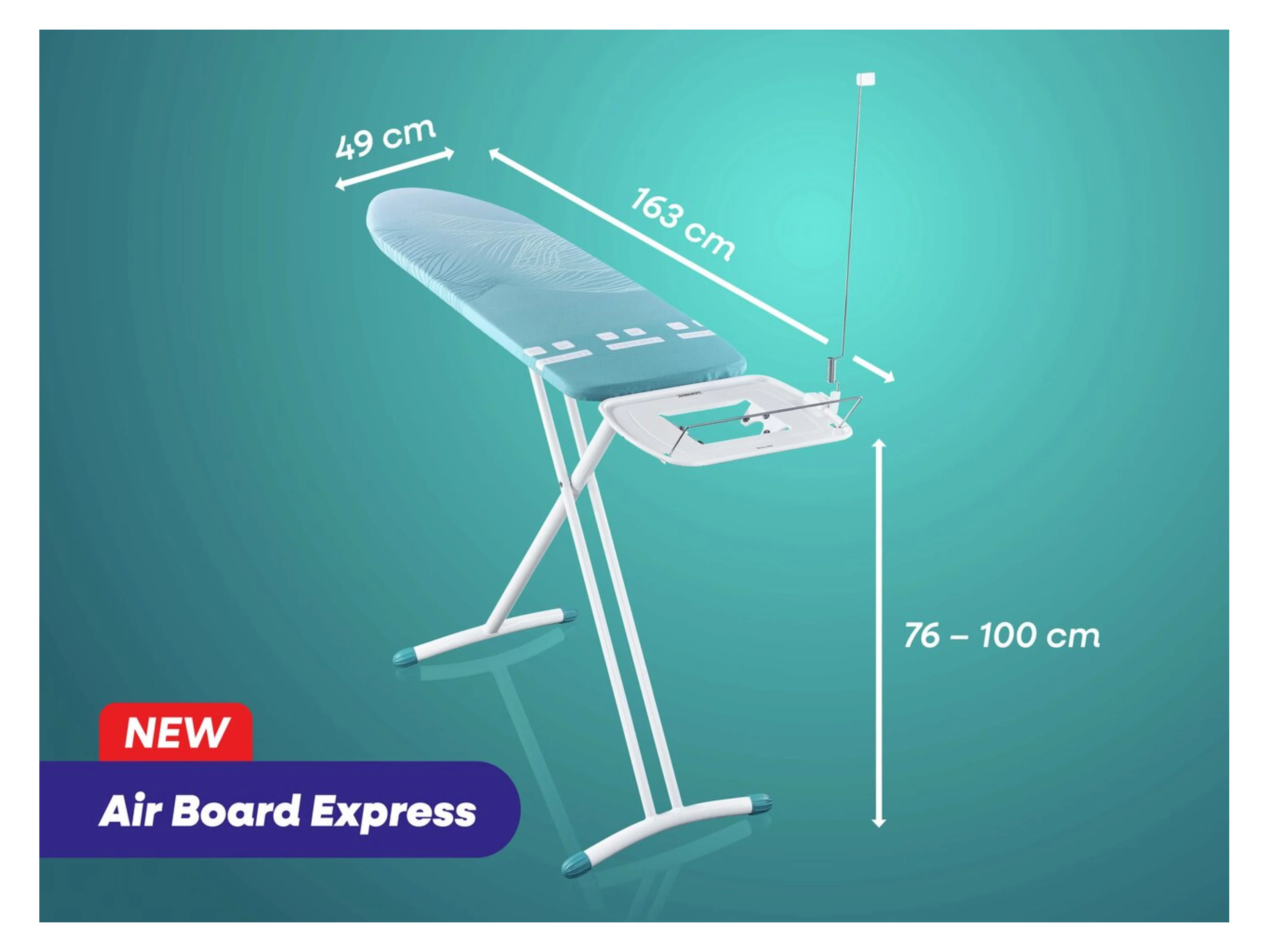 Leifheit Bügelbrett Bügeltisch Air Board Express L Solid, Bügelfläche 38.0x130.0 cm, Höhenverstellbar, Bügelfläche 130 x 38 cm, ideal für Dampfstationen – Bild 3 von 4