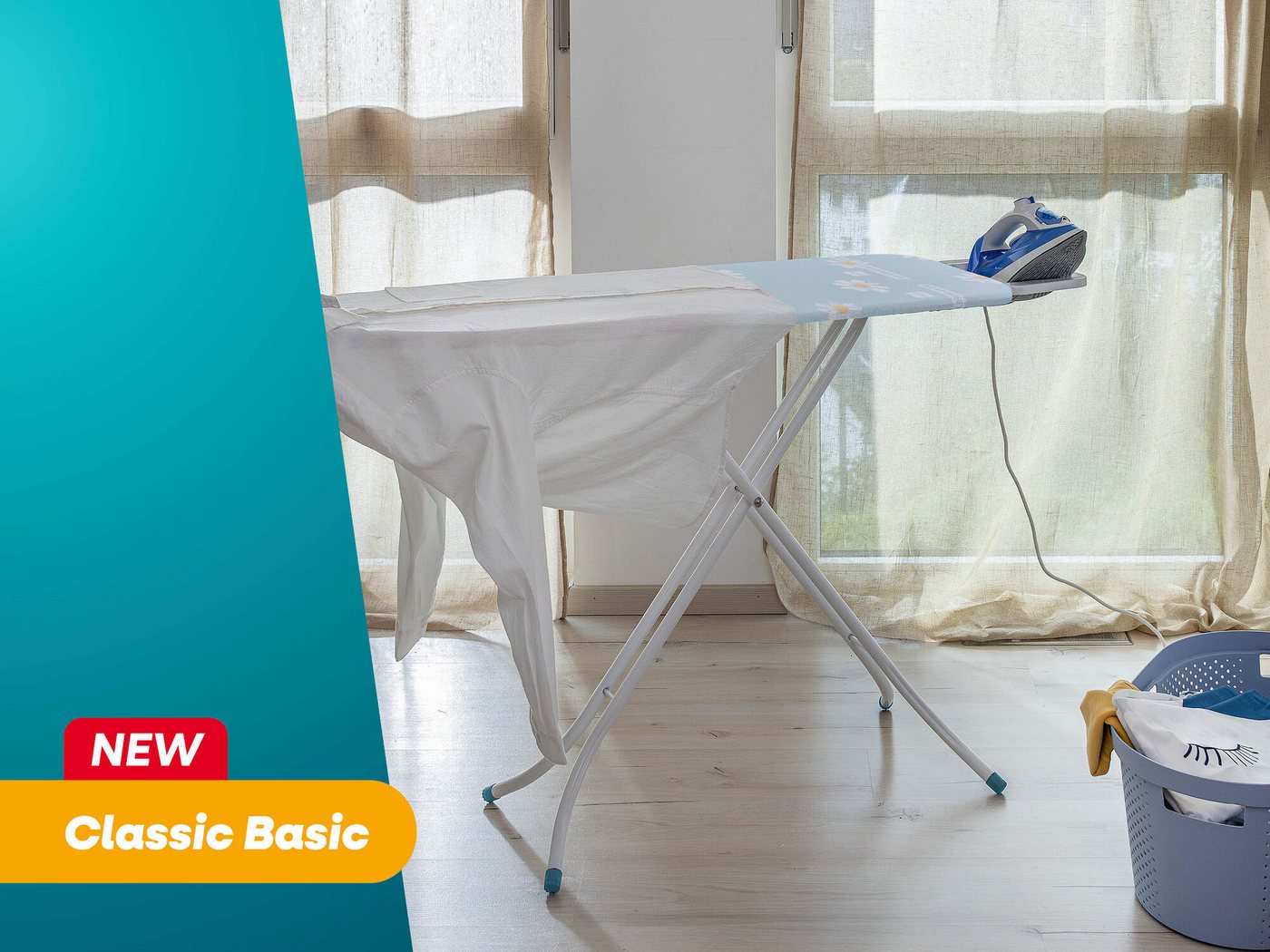 Leifheit Bügelbrett Bügeltisch Classic M Basic, Bügelfläche 38.0x120.0 cm, Höhenverstellbar, Bügelfläche 120 x 38 cm, feste Bügeleisenablage – Bild 3 von 5