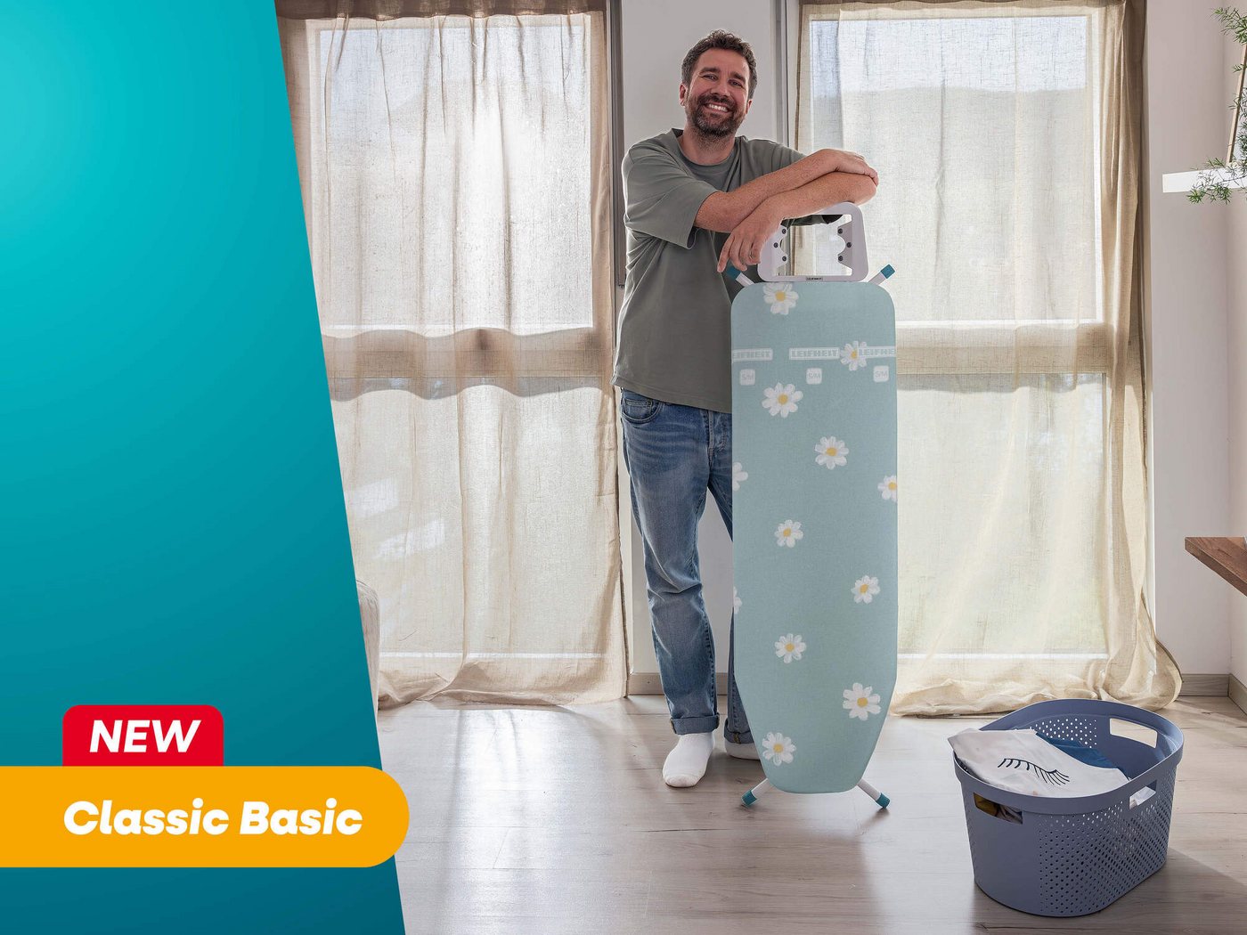 Leifheit Bügelbrett Bügeltisch Classic M Basic, Bügelfläche 38.0x120.0 cm, Höhenverstellbar, Bügelfläche 120 x 38 cm, feste Bügeleisenablage – Bild 5 von 5
