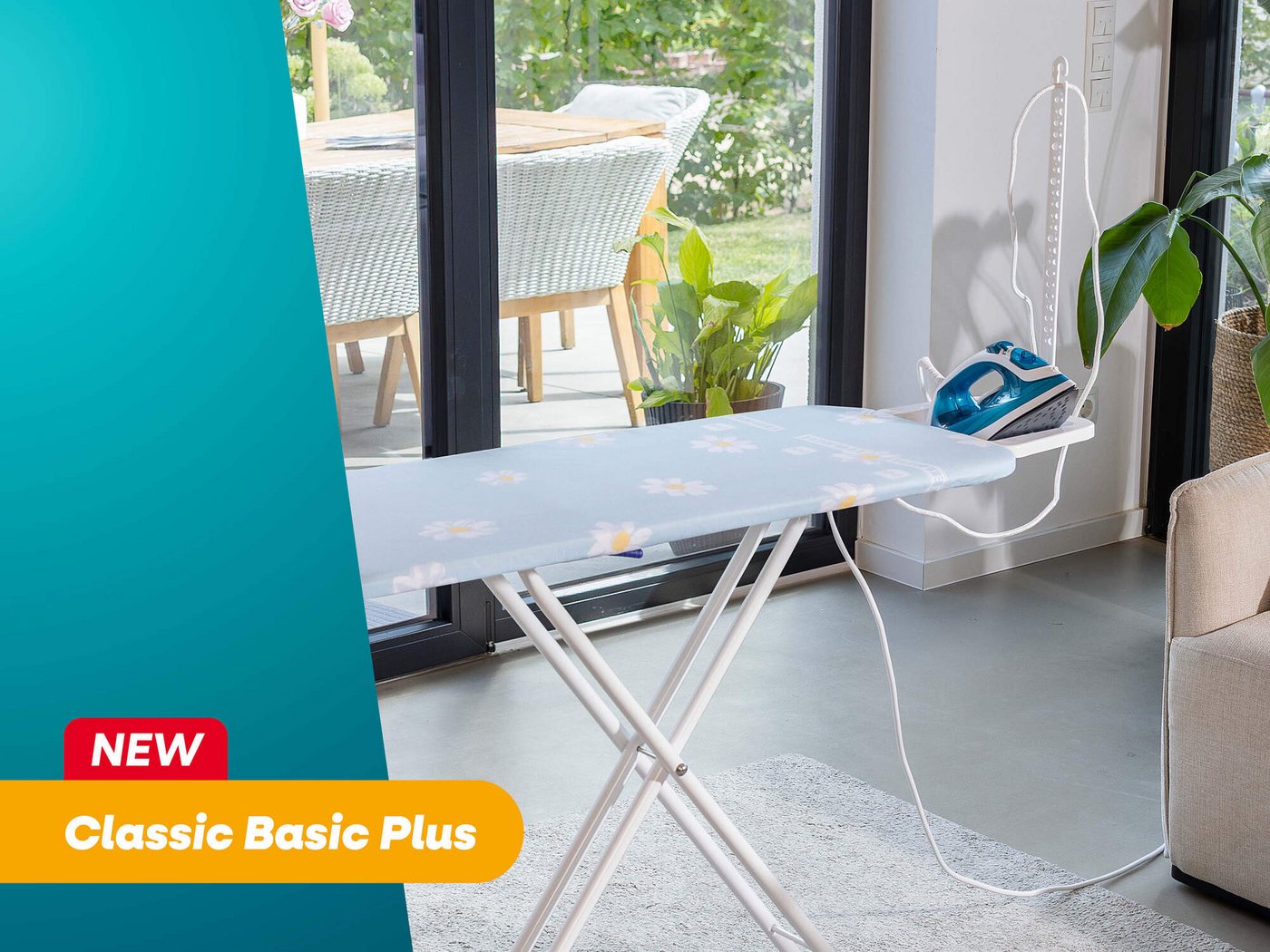 Leifheit Bügelbrett Bügeltisch Classic M Basic Plus, Bügelfläche 38.0x120.0 cm, Höhenverstellbar, 120 x 38 cm Bügelfläche, feste Bügeleisenablage – Bild 3 von 5