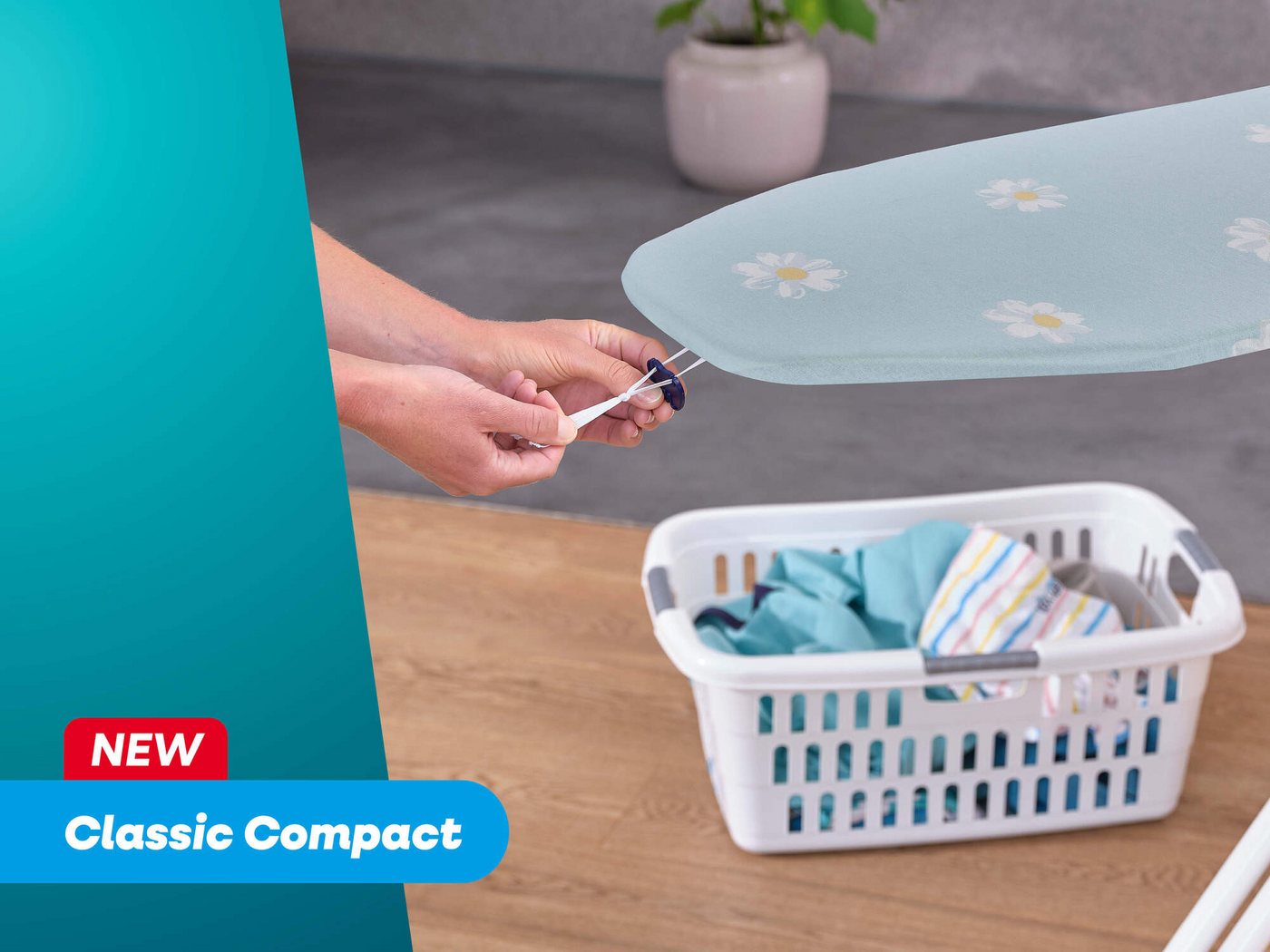 Leifheit Bügelbrett Bügeltisch Classic M Compact, Bügelfläche 38.0x120.0 cm, Höhenverstellbar, Bügelfläche 120 x 38 cm, feste Bügeleisenablage – Bild 3 von 5