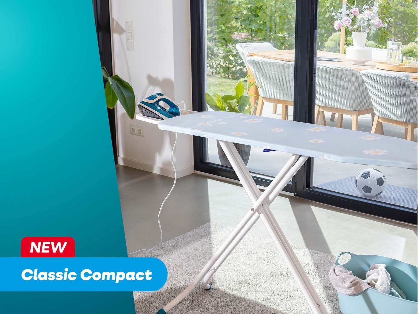 Leifheit Bügelbrett Bügeltisch Classic M Compact, Bügelfläche 38.0x120.0 cm, Höhenverstellbar, Bügelfläche 120 x 38 cm, feste Bügeleisenablage – Bild 5 von 5